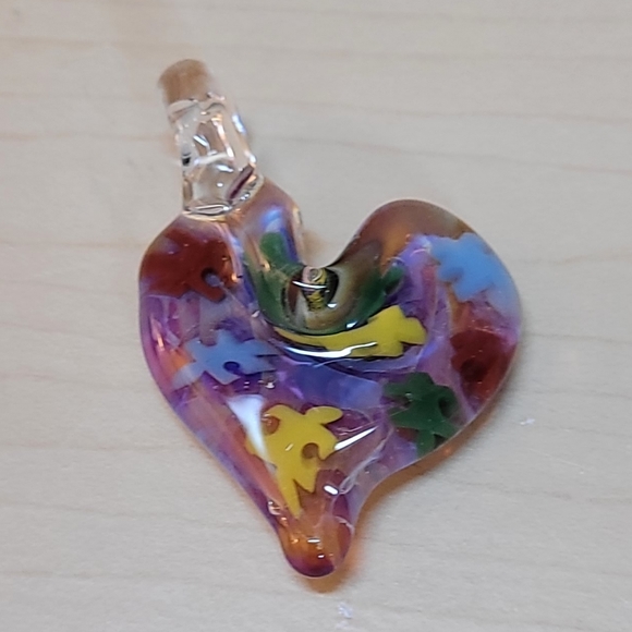 🎗Autism Awareness Day April 2, 2025 Purple Maruno Glass Heart💜 Silk Ribbon - Picture 5 of 7